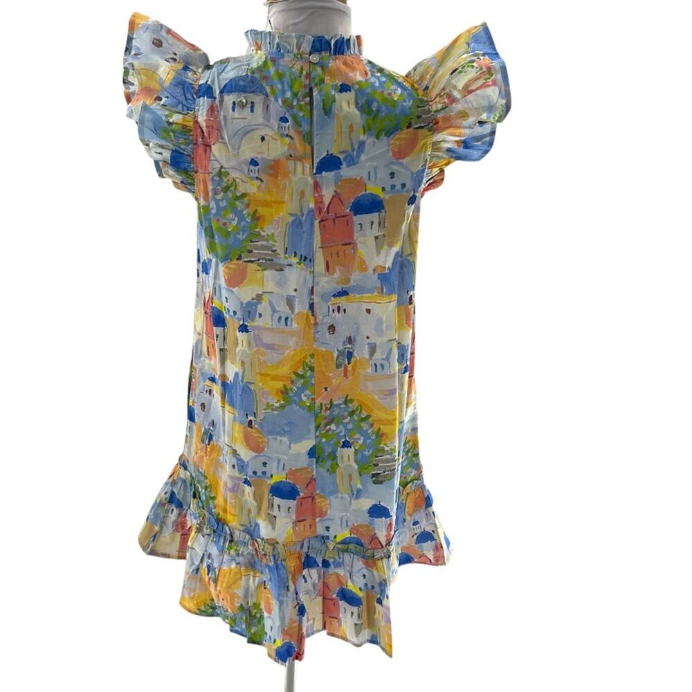 Pinch Multicolor Mediterranean Print Ruffle Mini Dress - Picture 2 of 7